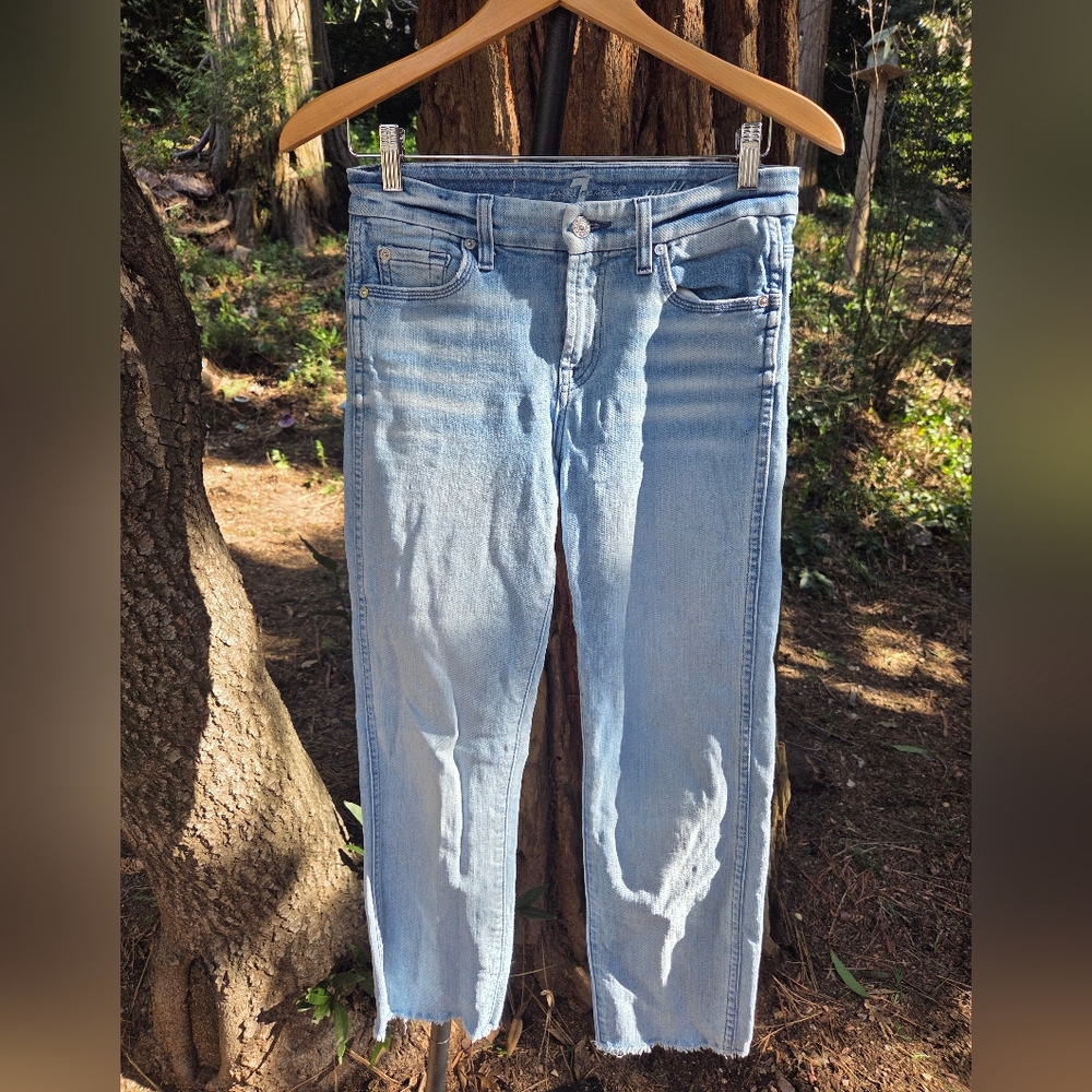 7 For All Mankind Womens Ankle Straight Light Wash Jeans Size‎ 26